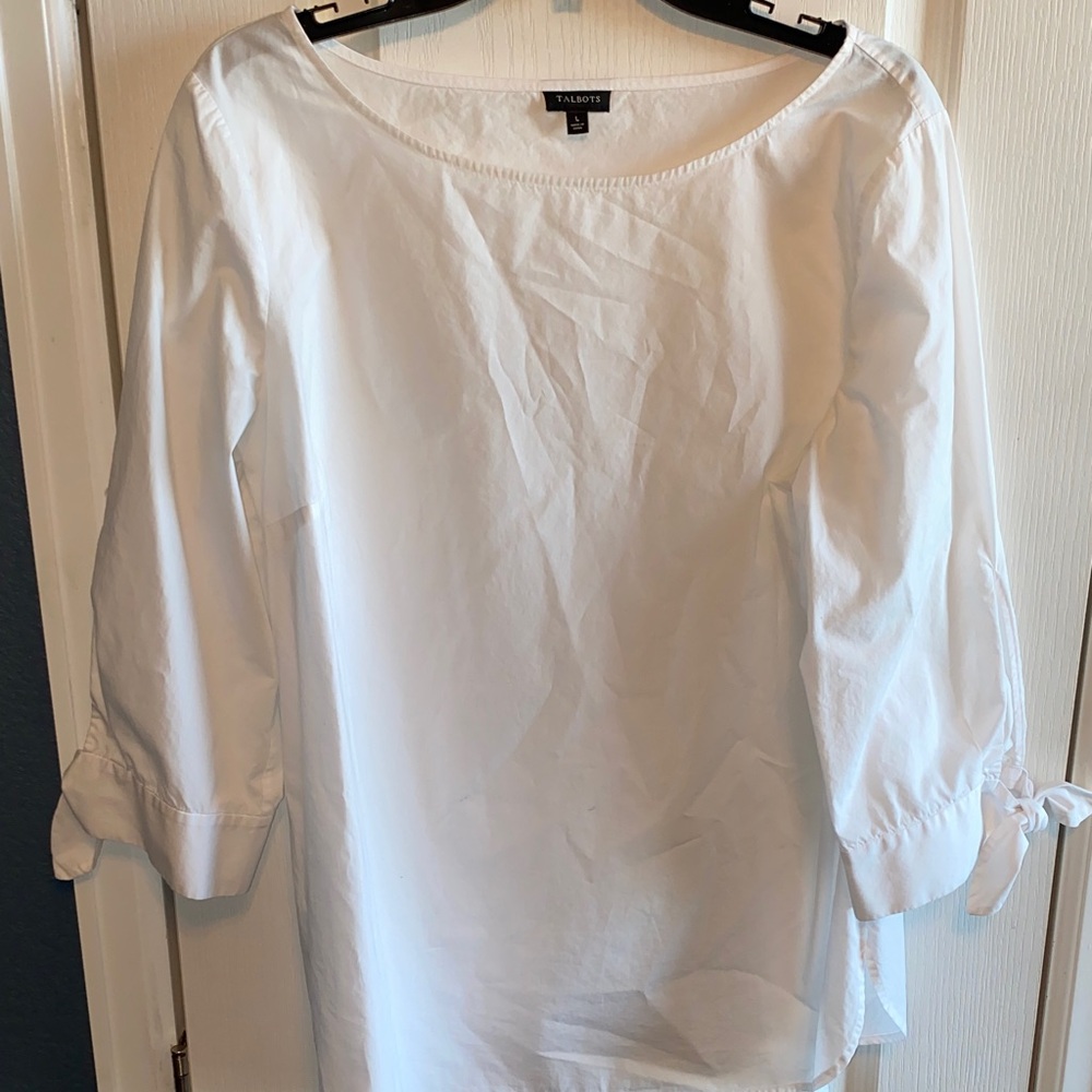 Talbots White Blouse with Bow Sleeves